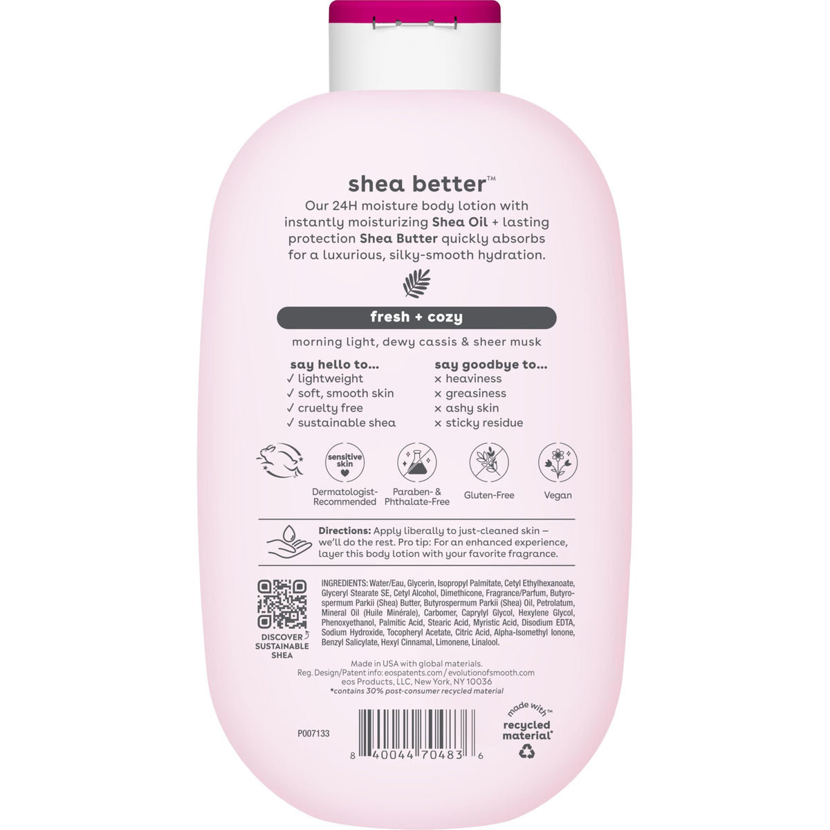 eos Shea Better Body Lotion- Vanilla Cashmere, 24-Hour Moisture, 16 fl oz