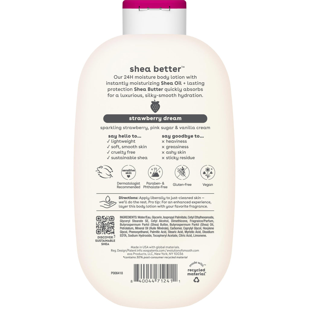 eos Shea Better Body Lotion- Vanilla Cashmere, 24-Hour Moisture, 16 fl oz